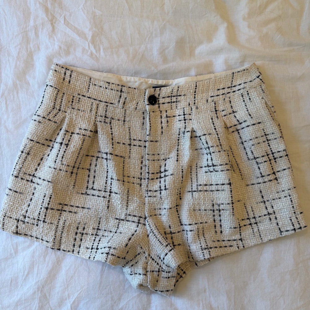 Maeve by Anthropologie Black and White Tweed Plaid Shorts Size 14